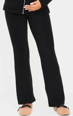 Best PrettyLittleThing Maternity Boucle Knit Straight Leg Pants Black