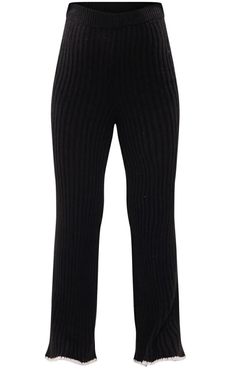 Outlet PrettyLittleThing Maternity Contrast Trim Knit Flares Black
