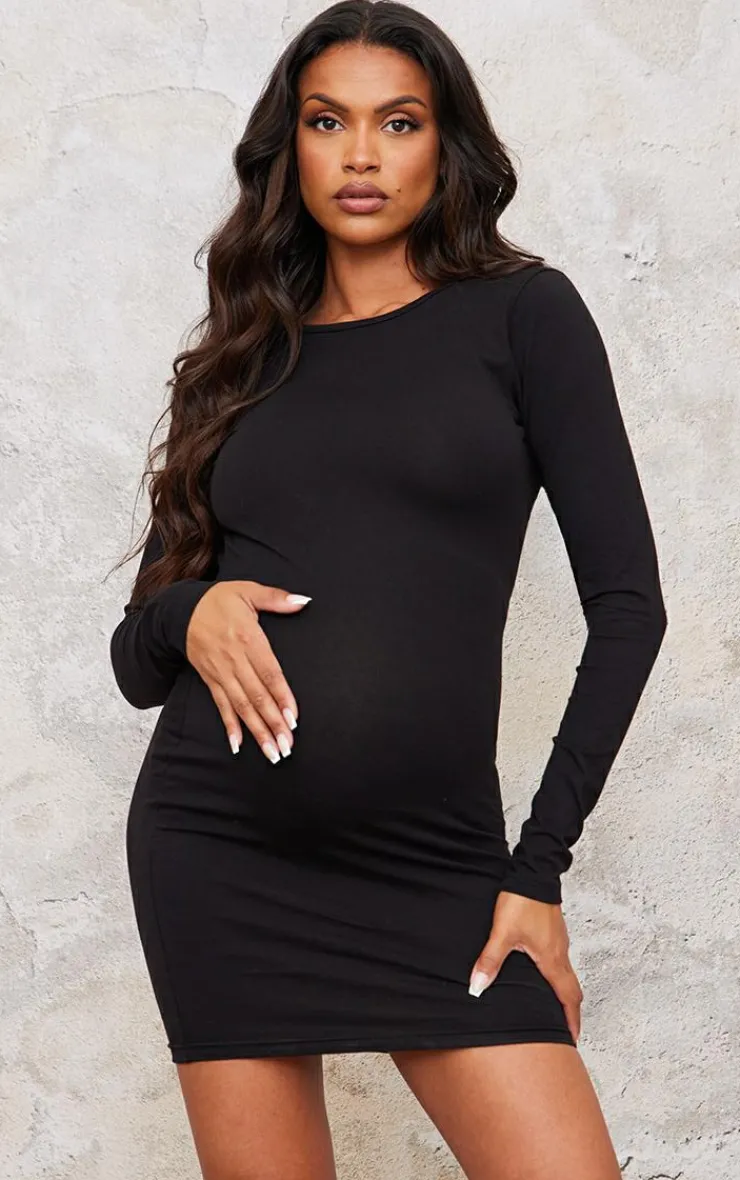Maternity Cotton Tie Scoop Back Mini Dress-PrettyLittleThing