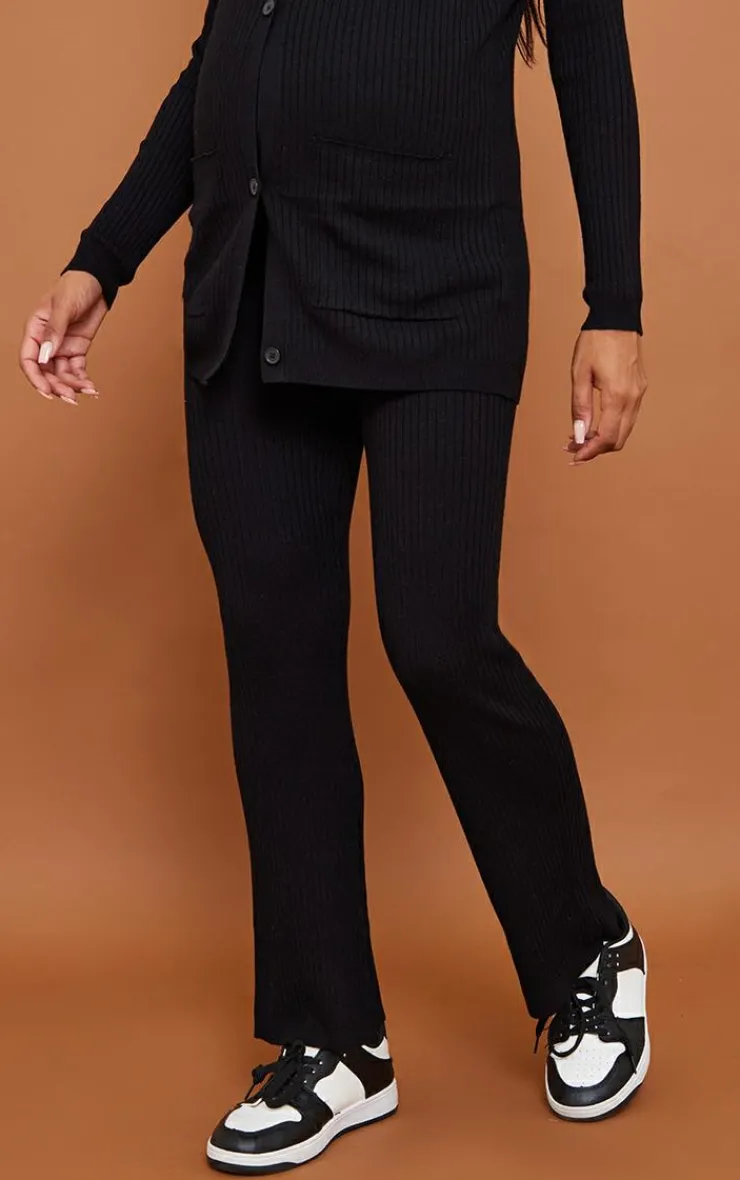 New PrettyLittleThing Maternity Knit Flared Pants Black