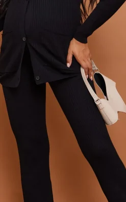 New PrettyLittleThing Maternity Knit Flared Pants Black
