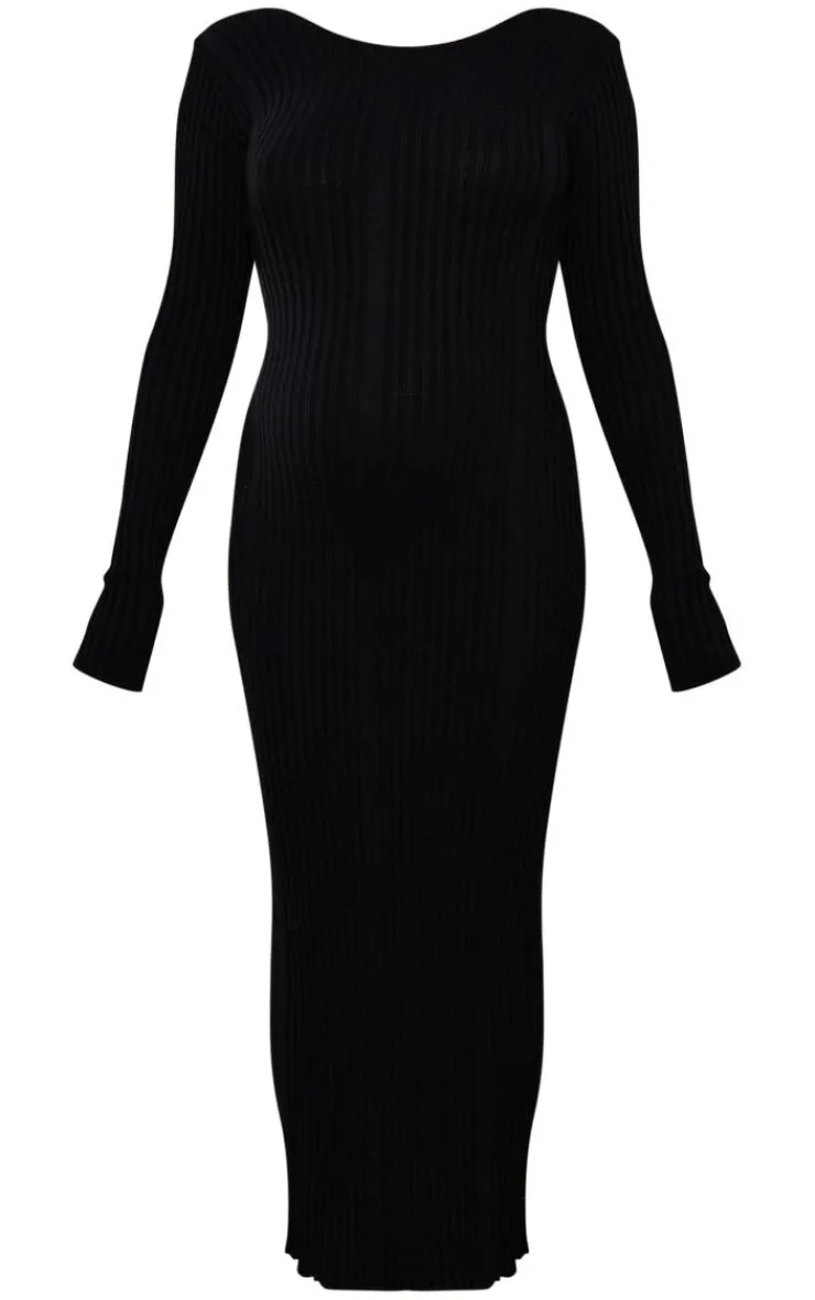 Maternity Knitted Midaxi Tie Back Bodycon Dress-PrettyLittleThing Clearance