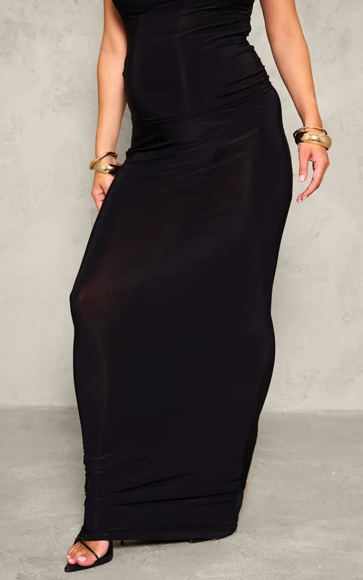 New PrettyLittleThing Maternity Slinky Maxi Skirt Black