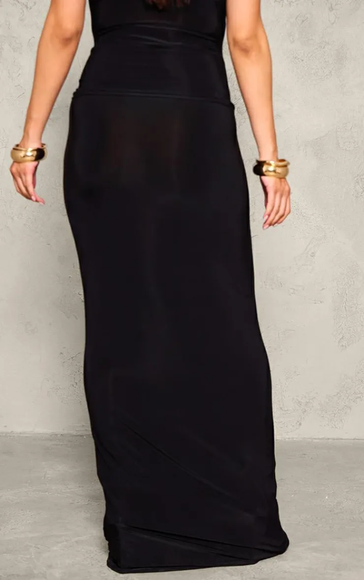 New PrettyLittleThing Maternity Slinky Maxi Skirt Black