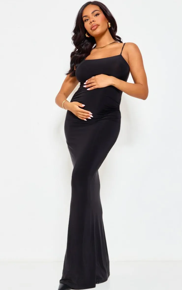 Maternity Slinky Straight Neck Sleeveless Maxi Dress-PrettyLittleThing Clearance