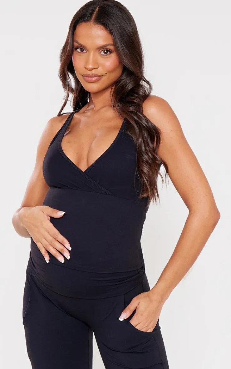 Sale PrettyLittleThing Maternity Snatched Sculpt Tank Top Black