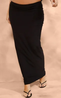 Hot PrettyLittleThing Maternity Soft Touch Maxi Length Skirt Black