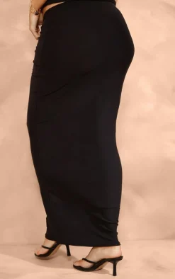 Hot PrettyLittleThing Maternity Soft Touch Maxi Length Skirt Black