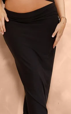 Hot PrettyLittleThing Maternity Soft Touch Maxi Length Skirt Black
