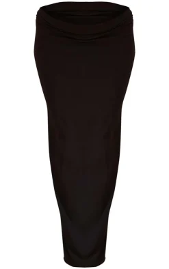Hot PrettyLittleThing Maternity Soft Touch Maxi Length Skirt Black