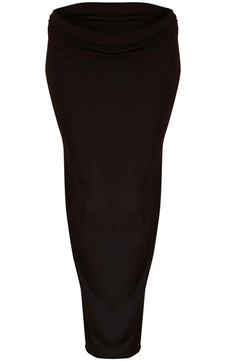 Hot PrettyLittleThing Maternity Soft Touch Maxi Length Skirt Black