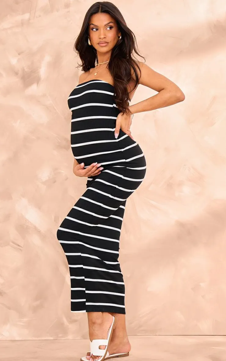Maternity Striped Bandeau Maxi Dress-PrettyLittleThing Clearance