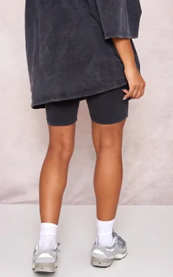 PrettyLittleThing Maternity Acid Wash Bike Shorts Charcoal