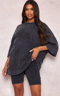 Outlet PrettyLittleThing Maternity Acid Wash Oversize T-shirt Charcoal