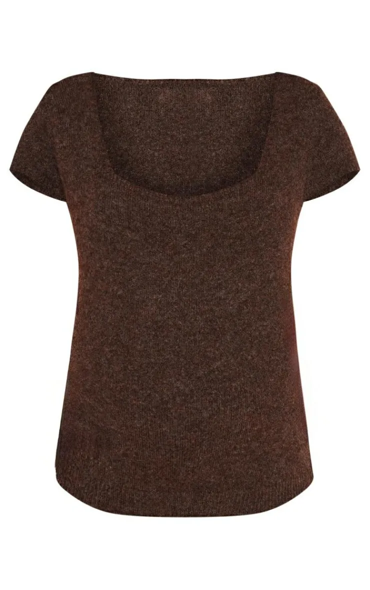 Discount PrettyLittleThing Maternity Luxe Knit Square Neck Long Top Chocolate Brown