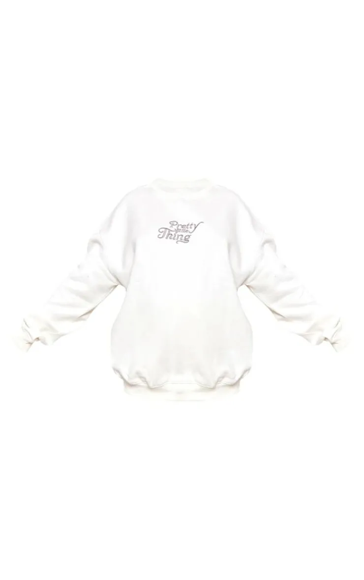 Online PrettyLittleThing Maternity Plt Embroidered Oversized Sweatshirt Cream