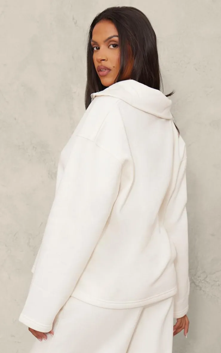 PrettyLittleThing Maternity Quarter Zip Long Sleeve Sweatshirt Cream