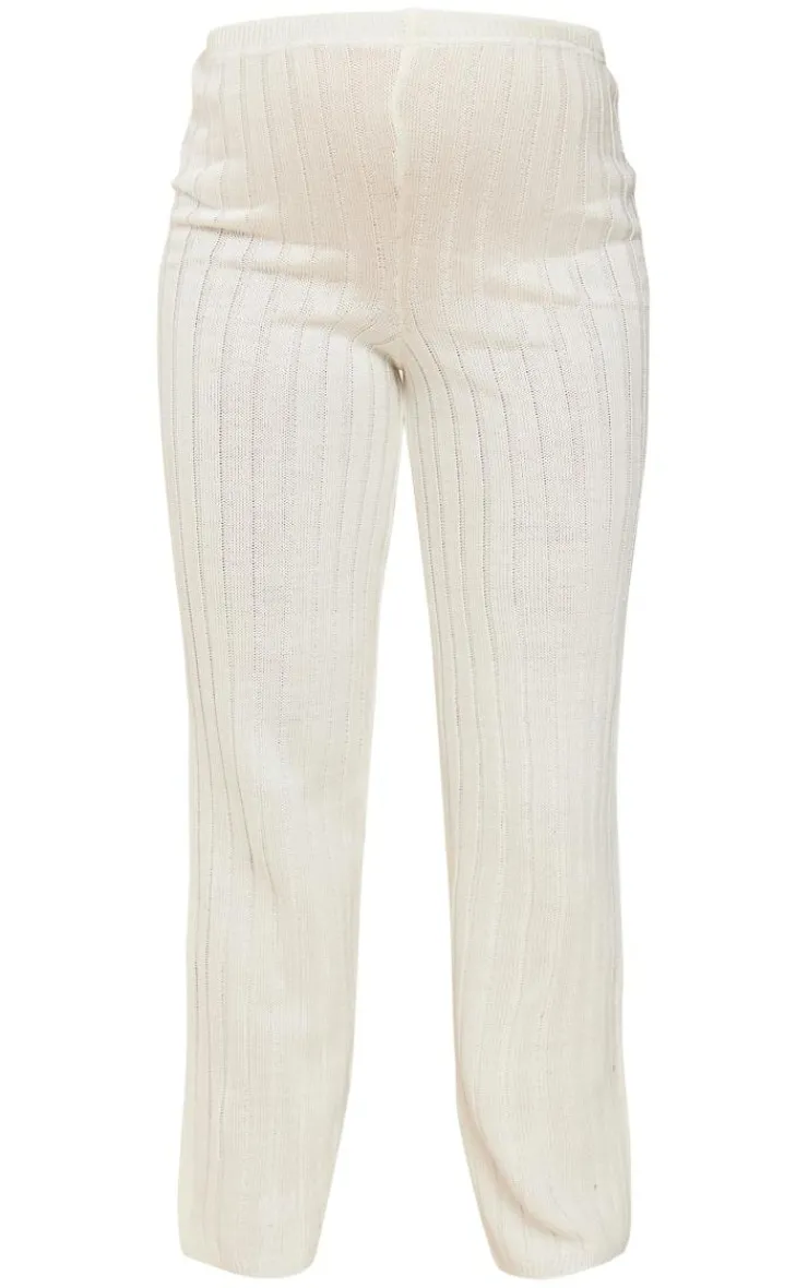 Outlet PrettyLittleThing Maternity Rib Knitted Flared Pants Cream
