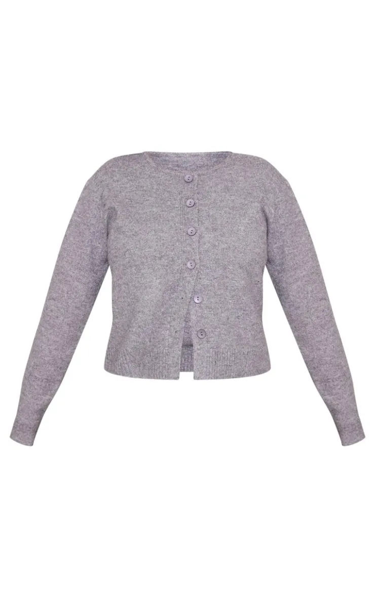 Discount PrettyLittleThing Maternity Melange Soft Knit Basic Button Up Cardigan Grey