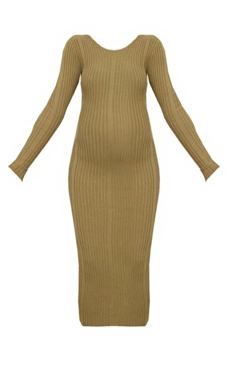 Maternity Knitted Midaxi Tie Back Bodycon Dress-PrettyLittleThing Best