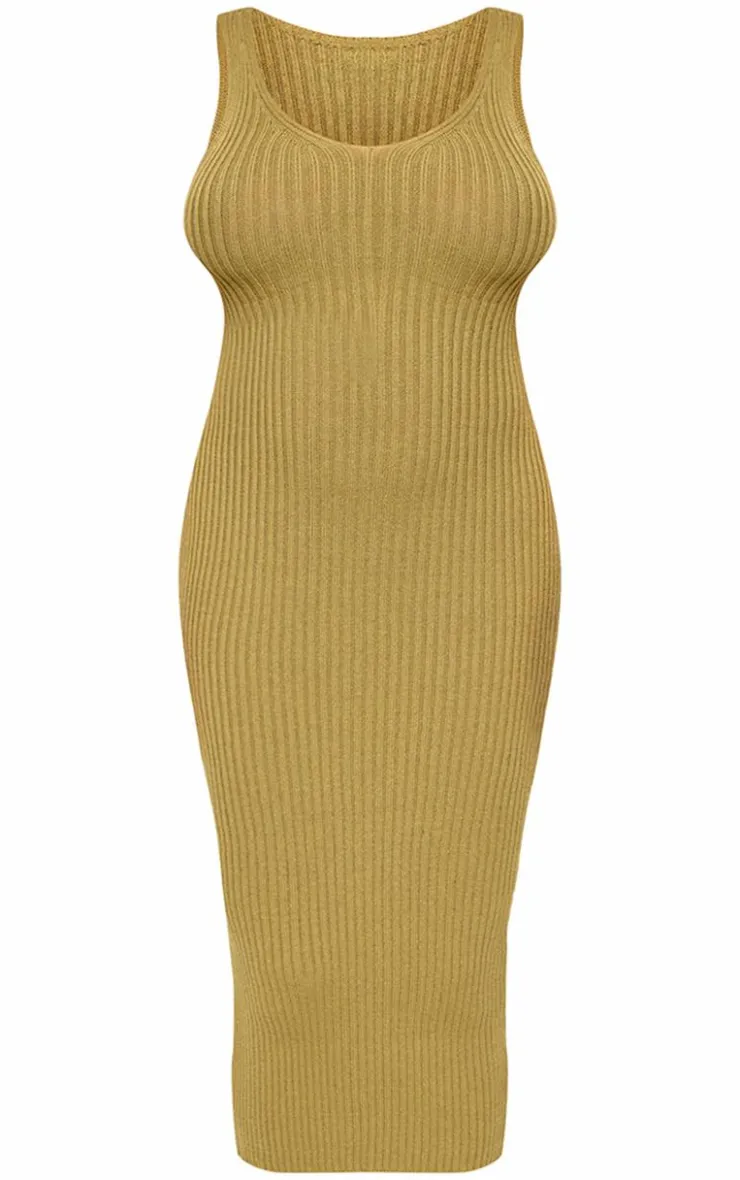 Maternity Knitted V Neck Midi Dress-PrettyLittleThing