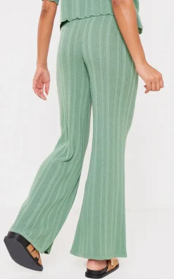 New PrettyLittleThing Maternity Knit Wide Leg Pants Sage Green