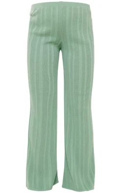 New PrettyLittleThing Maternity Knit Wide Leg Pants Sage Green