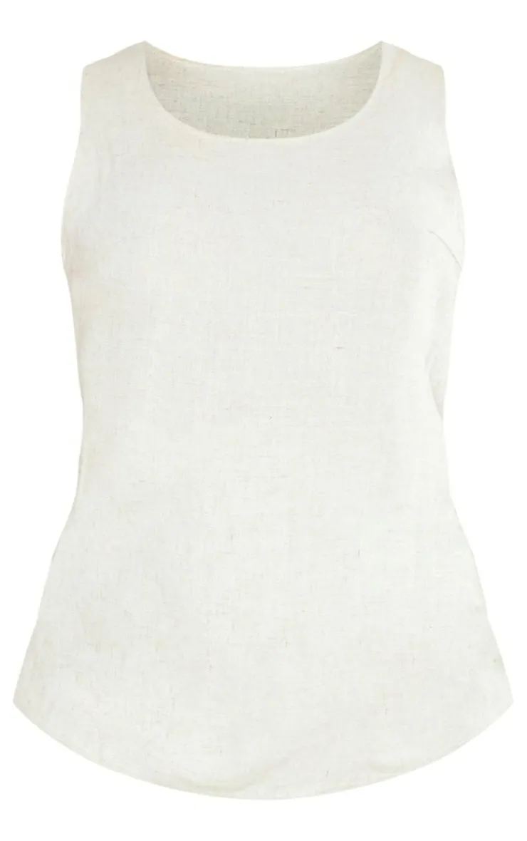Online PrettyLittleThing Maternity Linen Look Longline Top Stone