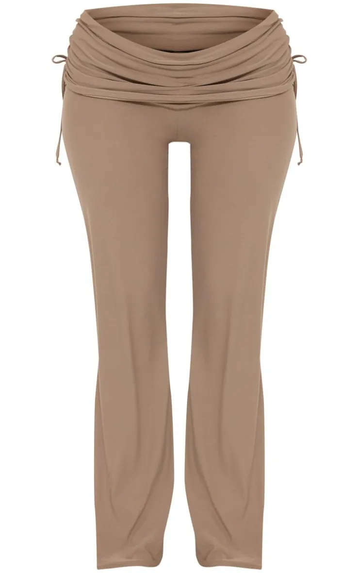 Outlet PrettyLittleThing Maternity Soft Touch Fold Over Waist Straight Leg Pants Taupe