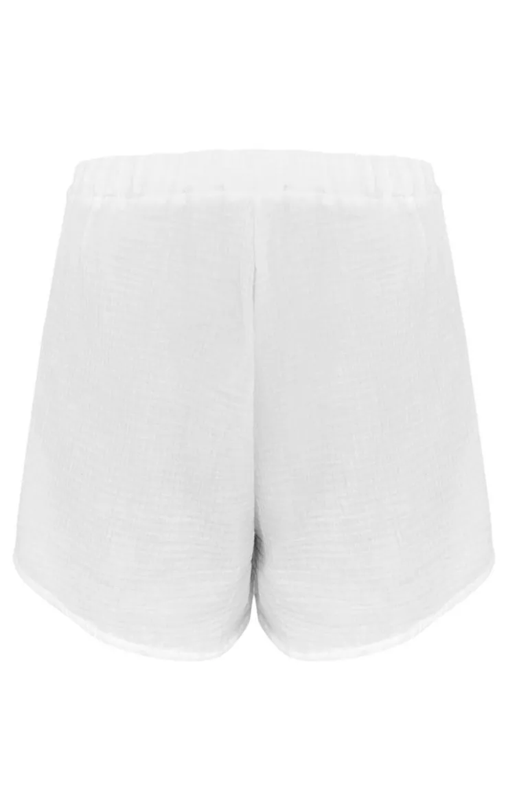 Hot PrettyLittleThing Maternity Cheesecloth Shorts White