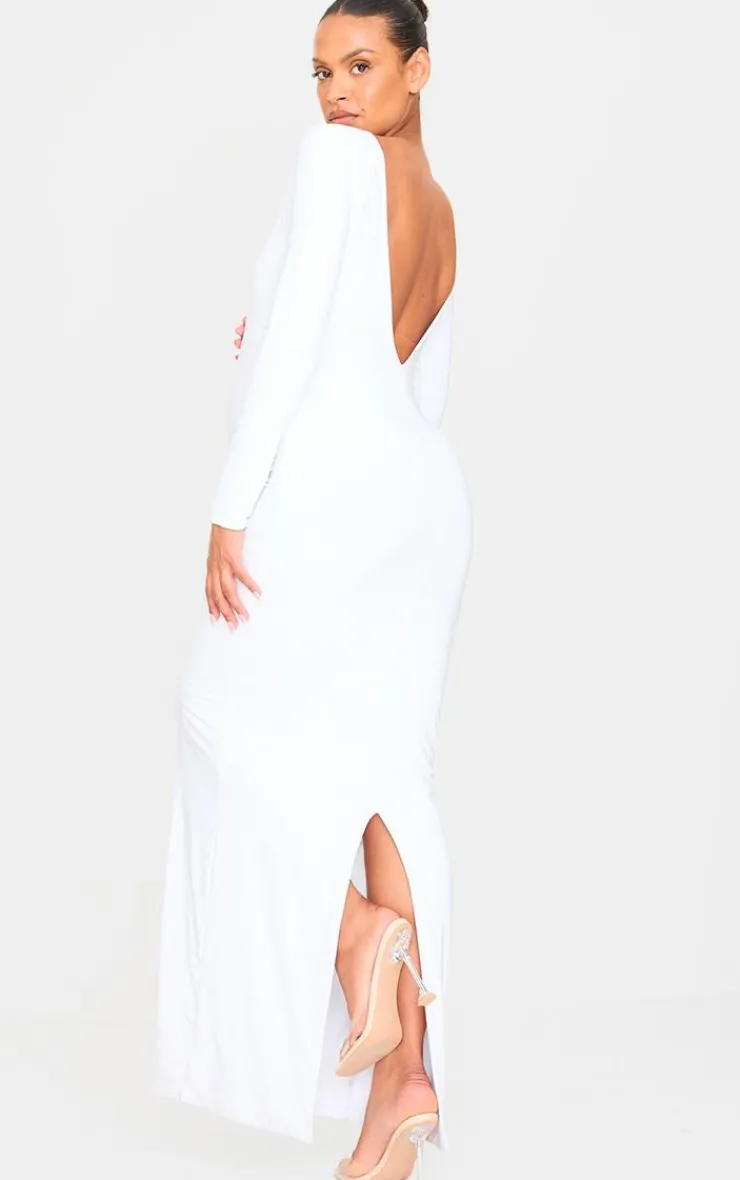 Maternity Slinky Long Sleeve Open Back Maxi Dress-PrettyLittleThing Discount