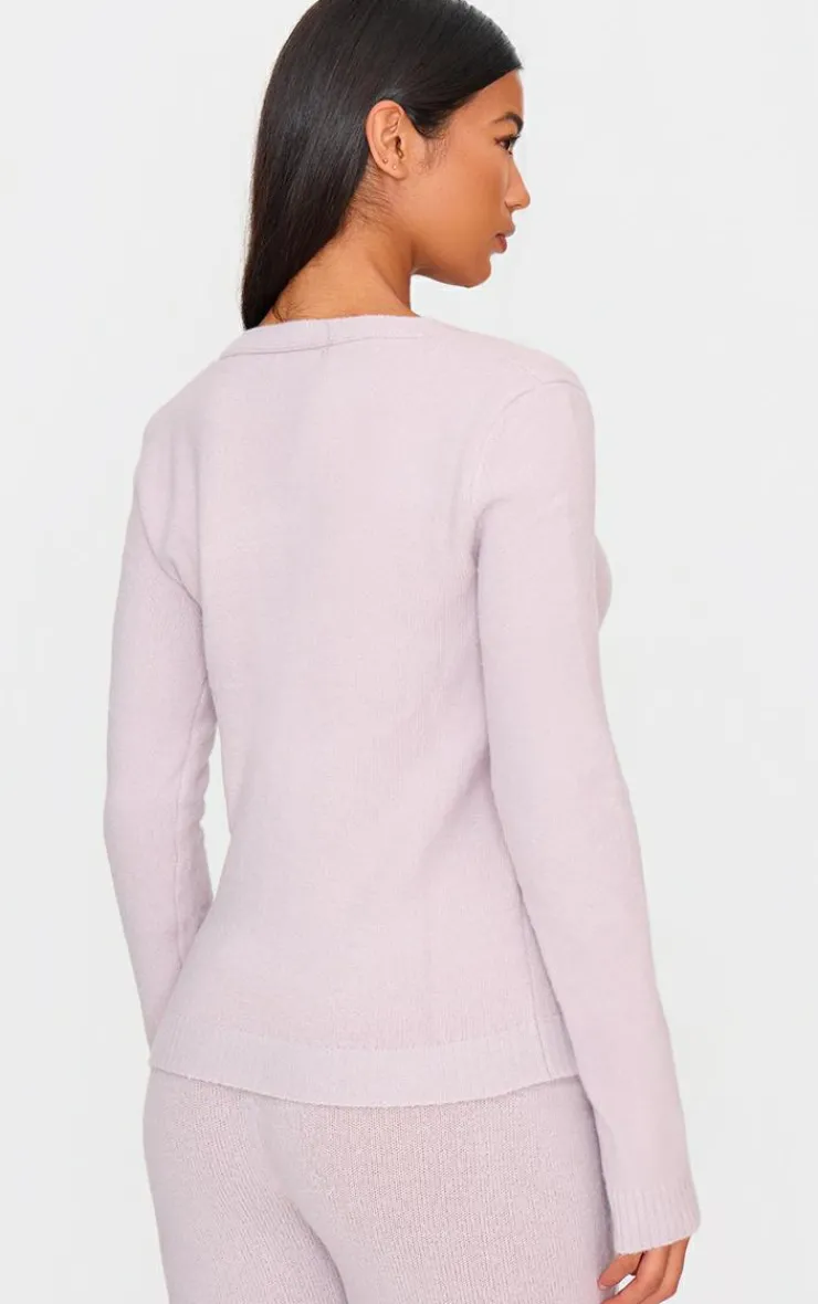 New PrettyLittleThing Basic Knit Button Up Cardigan Mauve