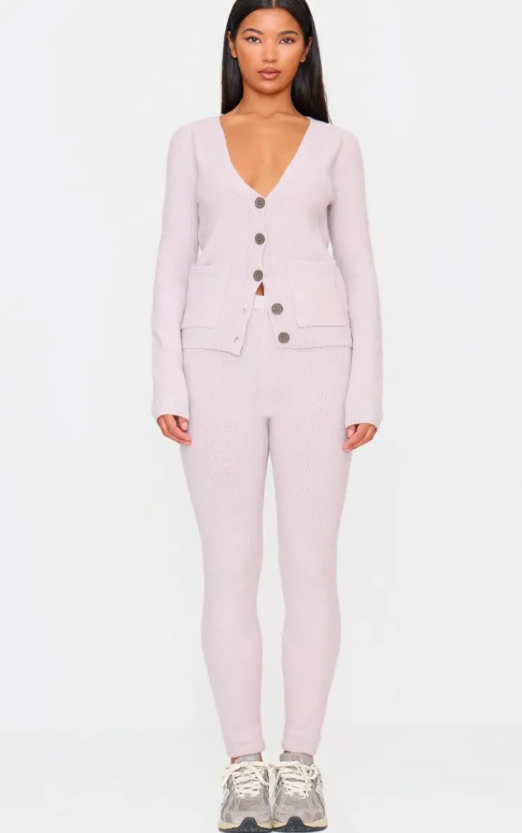 New PrettyLittleThing Basic Knit Button Up Cardigan Mauve