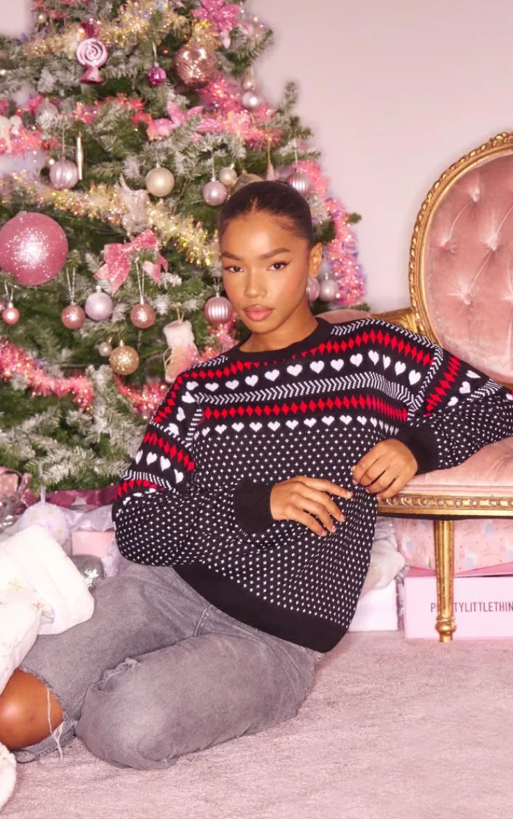 PrettyLittleThing Oversized Sweaters*Fairisle Oversized Christmas Sweater