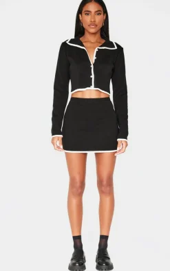 Clearance PrettyLittleThing Knitted Mini Skirt Monochrome