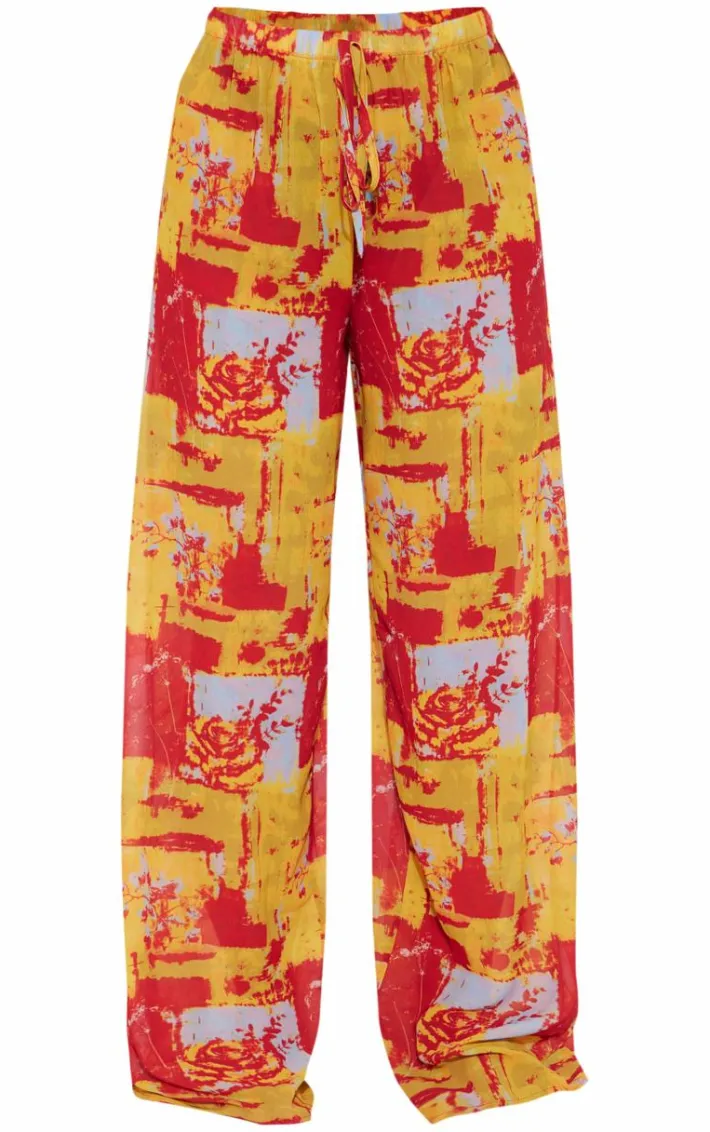 Multi Abstract Print Beach Pants