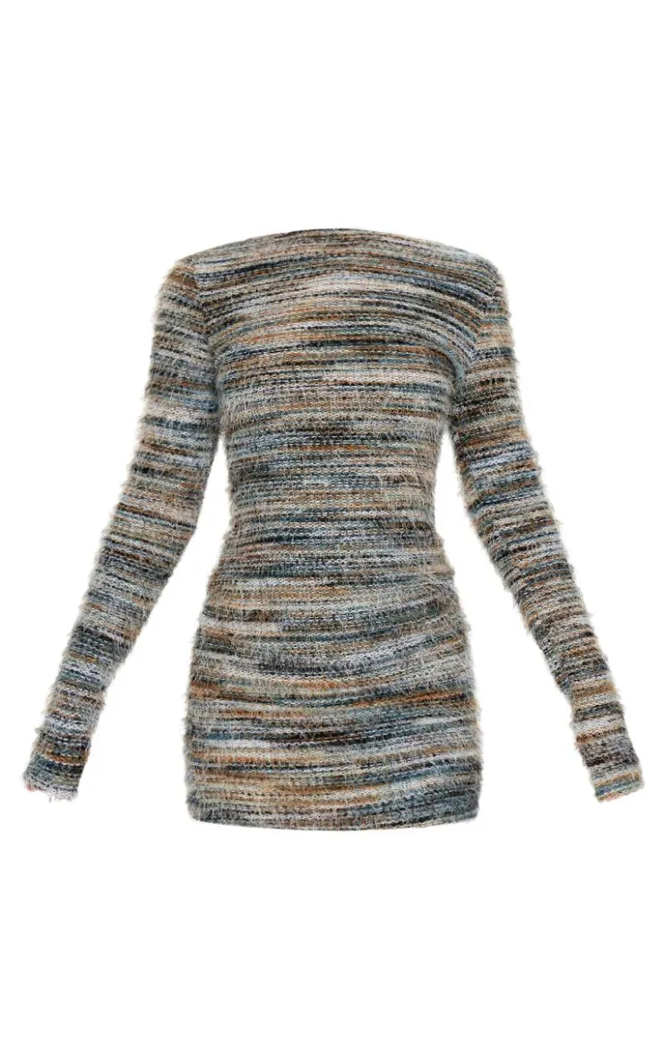 Brushed Textured Boat Neck Bodycon Dress-PrettyLittleThing Best