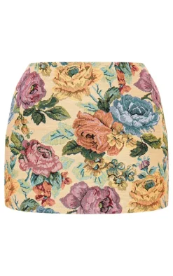 Outlet PrettyLittleThing Floral Jacquard Mini Skirt Multi