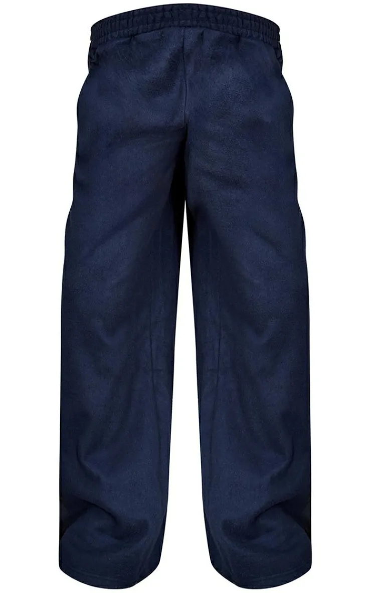 Outlet PrettyLittleThing Fleece Contrast Mid Rise Wide Leg Sweatpants Navy