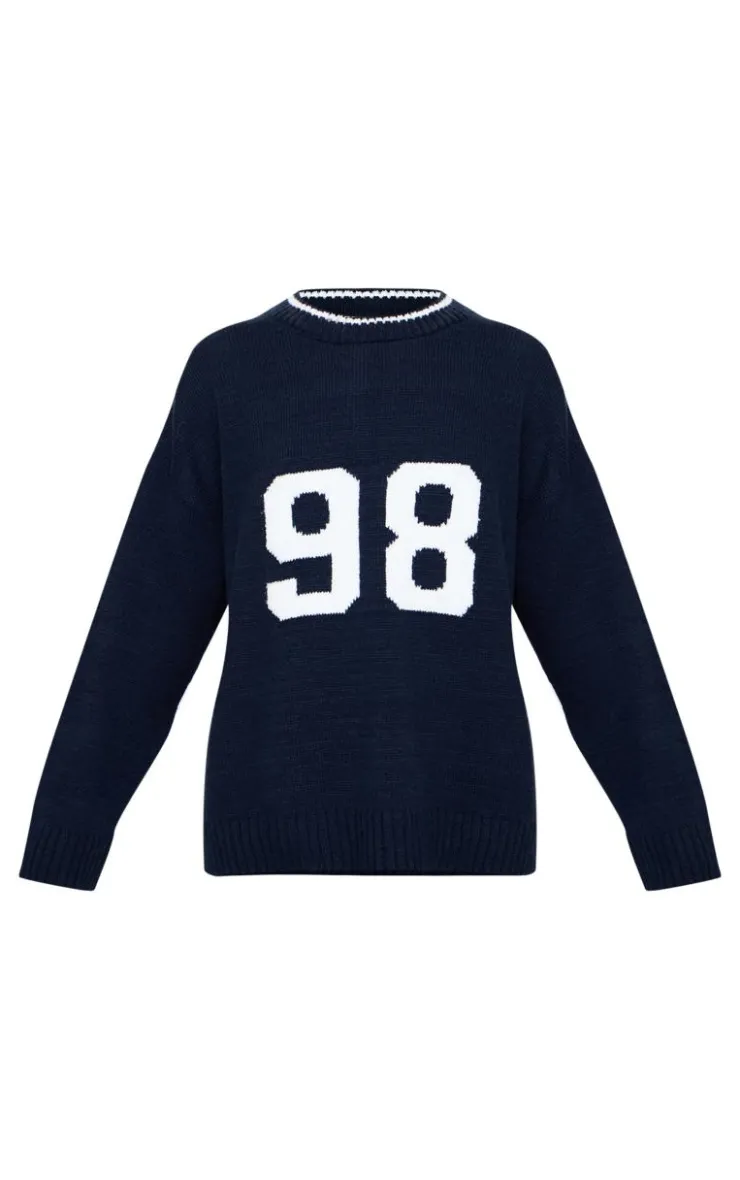 PrettyLittleThing Oversized Sweaters*Knit Oversized Embroidered Sweater