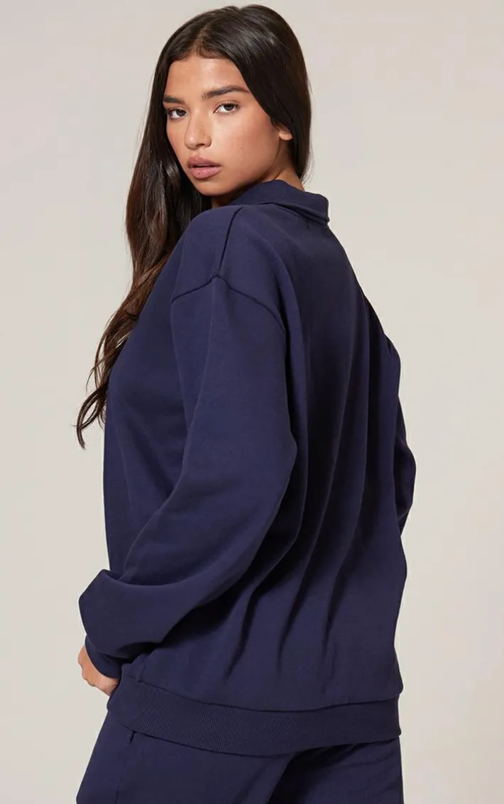 Navy Premium Collared Oversized Sweatshirt