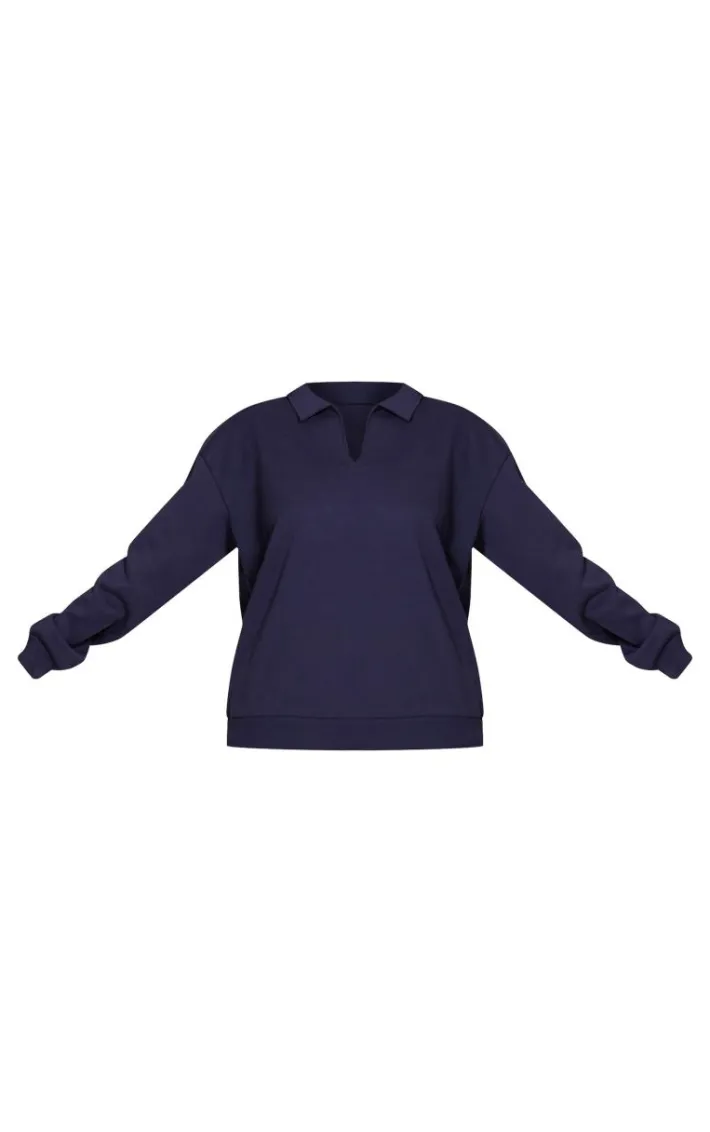 Navy Premium Collared Oversized Sweatshirt