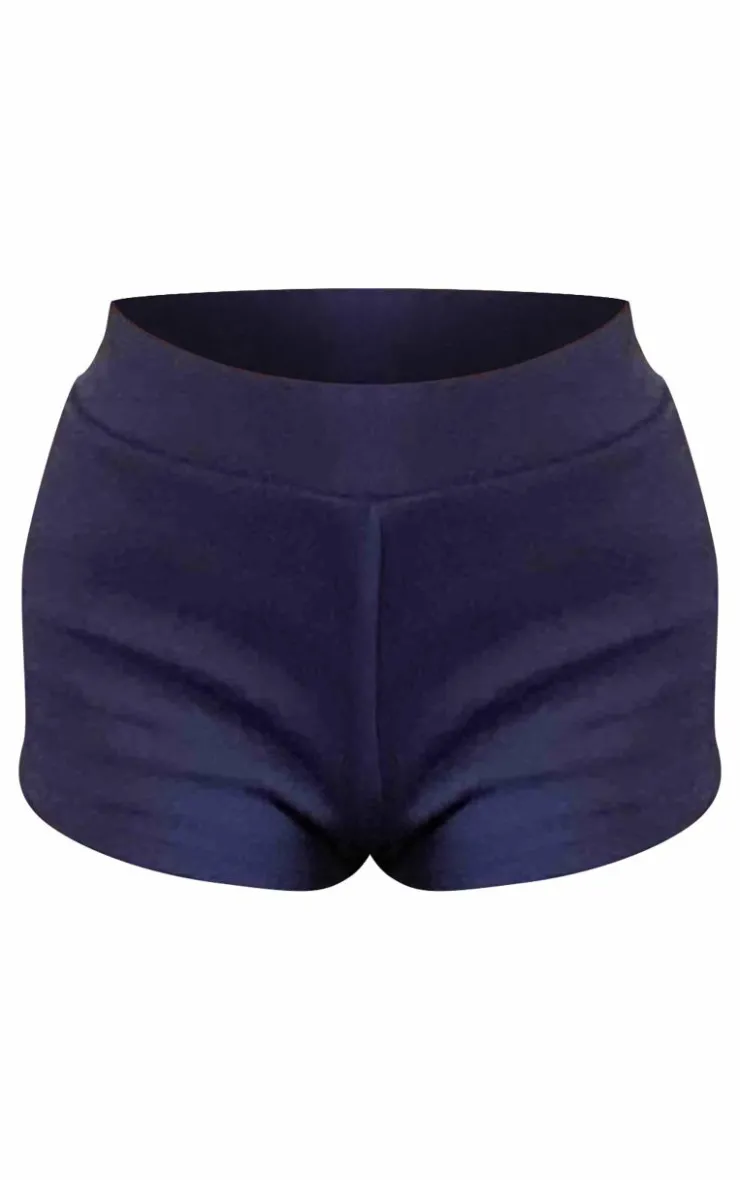 New PrettyLittleThing Ribbed Hot Pants Navy