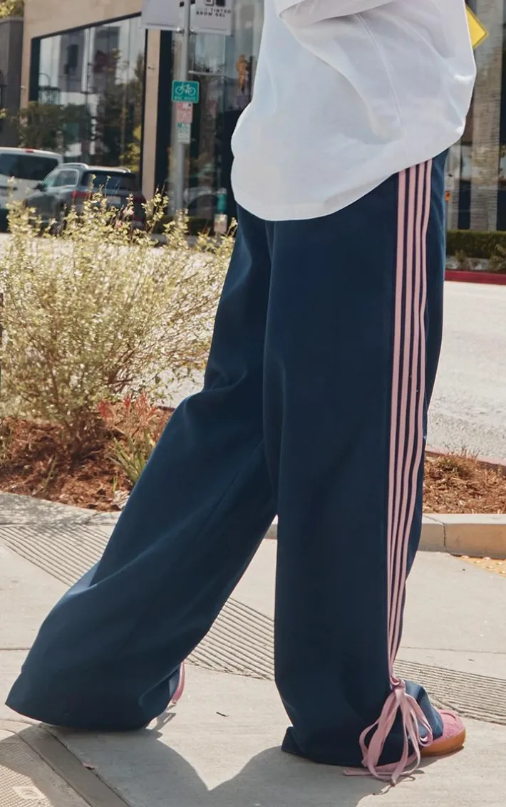 Navy Shell Bow Detail Track Pants