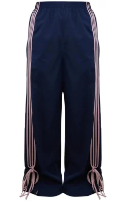 Navy Shell Bow Detail Track Pants