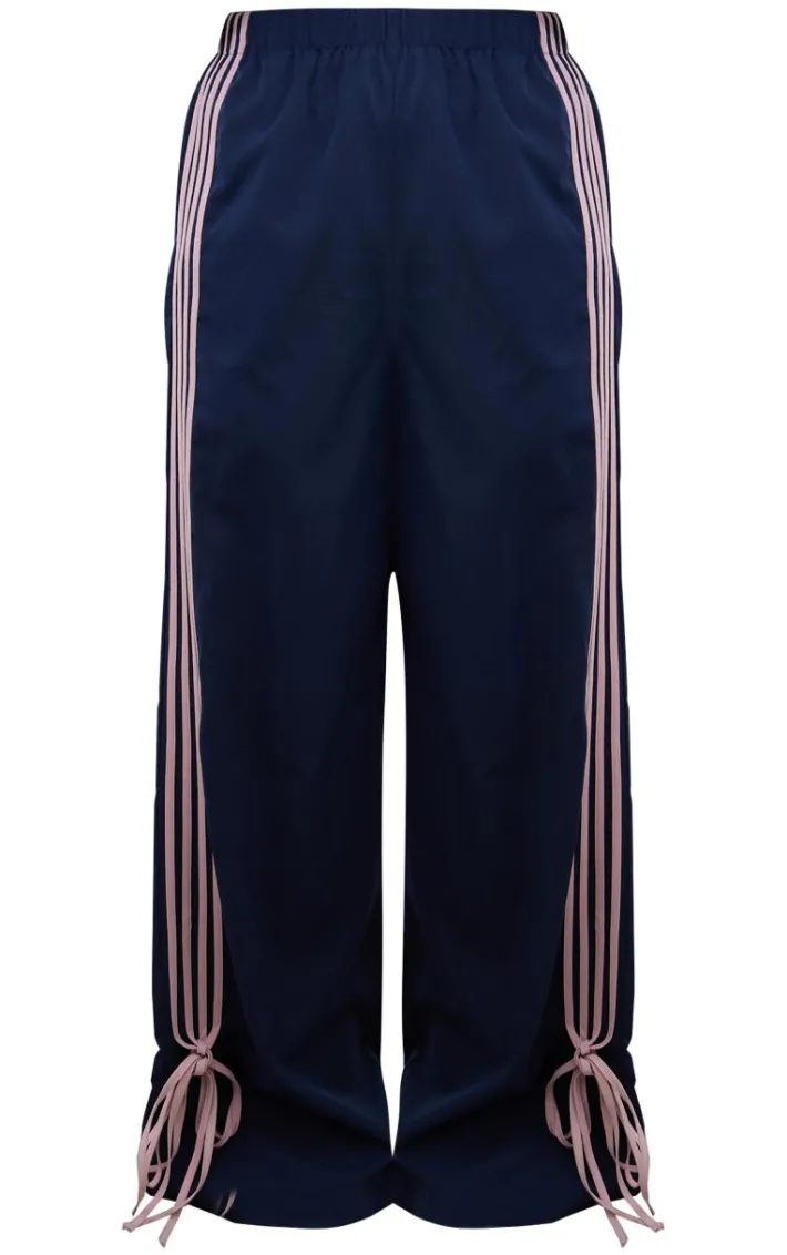 Navy Shell Bow Detail Track Pants