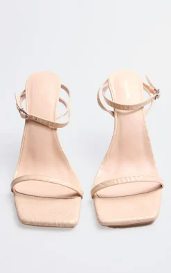 PrettyLittleThing Wide Fit Sandals*Croc PU Wide Fit Square Toe Clear Wedge Heel Sandals