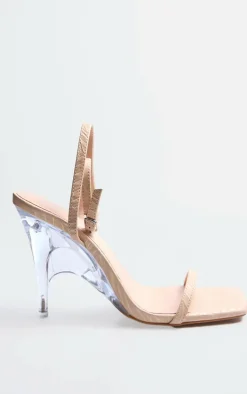 PrettyLittleThing Wide Fit Sandals*Croc PU Wide Fit Square Toe Clear Wedge Heel Sandals