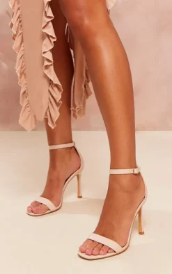 PrettyLittleThing Wide Fit Sandals*Pu Wide Fit Square Toe Barely There High Heeled Sandals