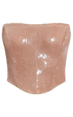 PrettyLittleThing Corsets*Sequin Boned Bandeau Corset Crop Top